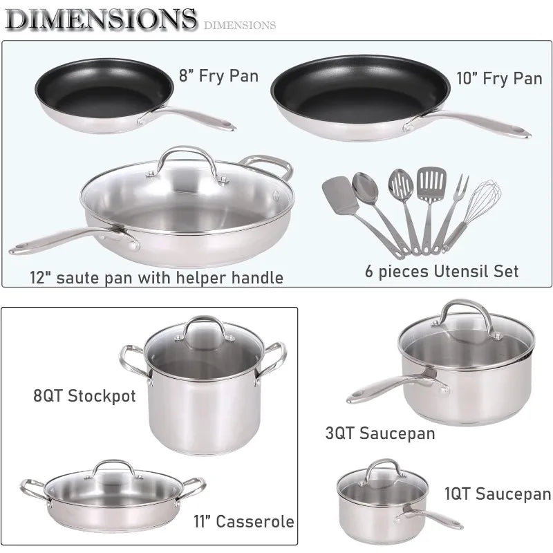Kitchen Academy Stainless Steel Cookware Sets